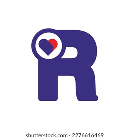 Logo Heart Letter R. Beautiful vector love logo design. Simple and Clean letter mark R with heart or love shape design logo concept