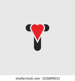 Logo Heart Letter T. Beautiful vector love logo design. Simple and Clean letter mark T with heart or love shape design logo concept.