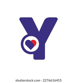 Logo Heart Letter Y. Beautiful vector love logo design. Simple and Clean letter mark Y with heart or love shape design logo concept