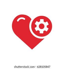 Logo heart with mechanical symbol