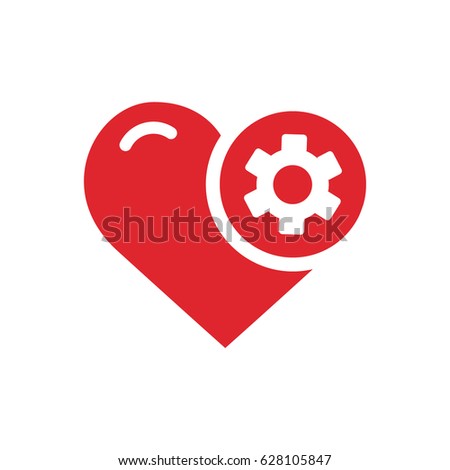 Logo heart with mechanical symbol