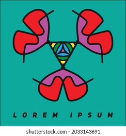 A logo with a heart and rainbow concept, telling a love story full of color. Editable vector file for your brand or all of your graphic needs.