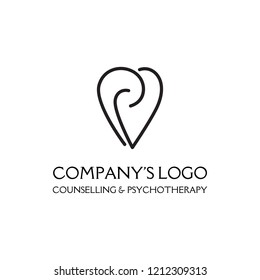 Logo - a heart with spirals - a symbol of interaction, cooperation, support and mutual understanding