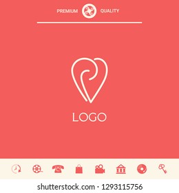 Logo - a heart with spirals - a symbol of interaction, cooperation, support and mutual understanding