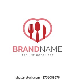 logo of heart utensil, vector design, fully editable