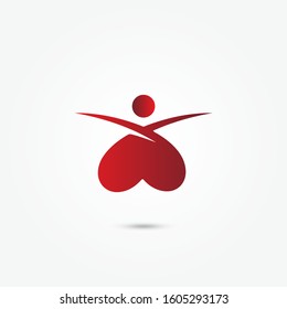 logo heart vector template, icon heart illustrator, people, medicine, smile