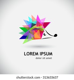 Logo of the hedgehog multicolored triangles. Vector
