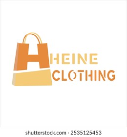 Das Logo für "Heine Clothing" verbindet kreativ ein Einkaufstaschendesign mit dem Buchstaben "H", der den Fokus der Marke auf Mode und Handel darstellt. Das fette "H" ist in die Einkaufstasche integriert