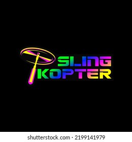 logo of a helicopter propeller game with colorful effects on a black background