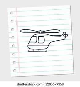 logo helicopter symbol vector image on a piece of paper. vector illustration
