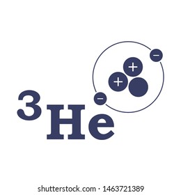 Logo Helium 3. The structure of the atom. Vector on white background.
