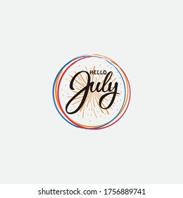 logo hello july vector icon templet