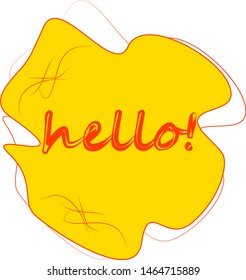 Logo Hello!  Simple vector graphics.  The word Hello on a yellow background.  Bright logo