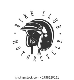 Logo of helmet vintage illustration. Racing motorcycle illustration, design elements. Black and white vector illustration.
