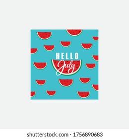 logo heppy hello july vector icon templet