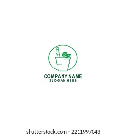 ilustración vectorial de línea herbal de logotipo