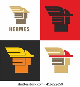 Logo Hermes the god of commerce. Simple vector.