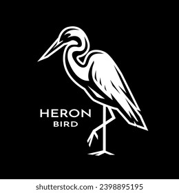 Logo of a heron standing on one leg on a dark background.