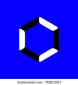 logo hexagon with blue background bright technology