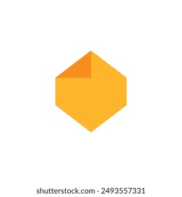 Logo hexagon folded yellow with blank background