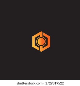 logo hexagon initial. vector icon line