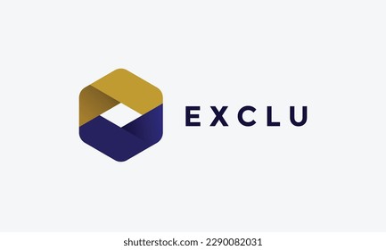 Logo hexagon minimalist link concept chips models technology industrial