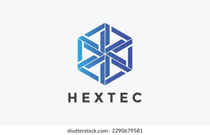 Logo hexagon minimalist link concept chips models technology industrial