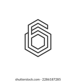 El logotipo es el número 60 del hexágono. elegante y contundente.