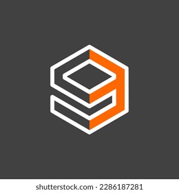 The Logo is a Hexagon number 9. elegant and outline.