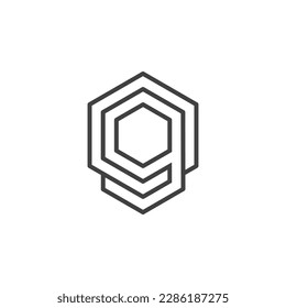 The Logo is a Hexagon number 90. elegant and outline.