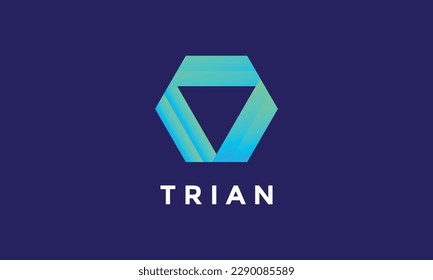 Logotipo triángulo hexagonal eslabón minimalista chips de concepto modelos de tecnología industrial