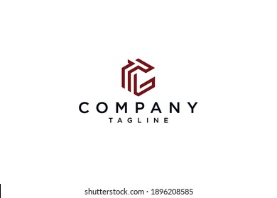 logo hexagon vector initials t and c