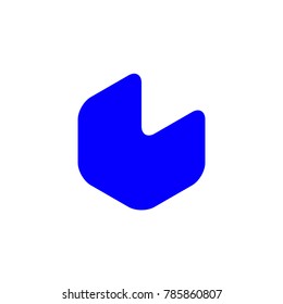 logo with hexagonal figure with rounded edges, science and technology