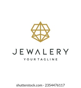 
logo hexagram line art gold with triangular prism logo design
