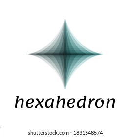 Logo-Hexahedron-Glanz mit Farbabstufungen von Blau. Einzeln auf weißem Hintergrund