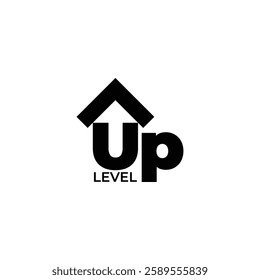 UP logo with Hidden up arrow icon, Simple Flat and Futuristic UP Level, Latest Modern Trendy design. Vector template inspiration.
