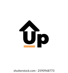 UP logo with Hidden up arrow icon, Simple Flat and Futuristic UP Level, Latest Modern Trendy design. Vector template inspiration.