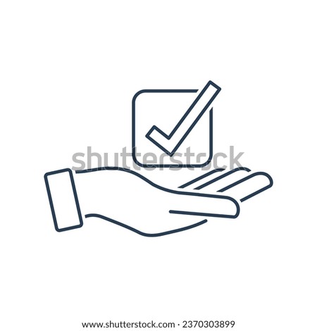 Logo of highest service quality. High standard. Vector linear icon isolated on white background.