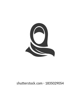 Logo Hijab Women Icon Vector Isolated Black And White Graphic