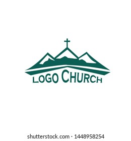 Logo Hill Church Cross Green Stock Vector (Royalty Free) 1448958254 ...