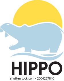 LOGO HIPPO OPEN MOUTH VECTOR ILLUSTRATION