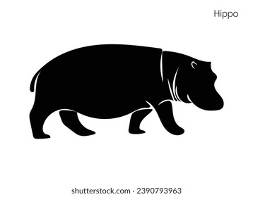 Logotipo Hippo, silueta de Hippo, ilustración de Hippo Vector, Hippotamu aislado en fondo blanco