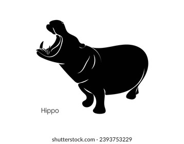 Logo Hippo, Hippo-Silhouette, Hippo-Vektorgrafik, Hippopotamu einzeln auf weißem Hintergrund