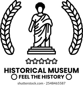 A logo for a historical museum that features a statue of a man wearing a robe