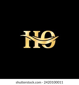 Logo HO Letter Luxurious Logos design logotype, Royal typography vector of initial company name design.