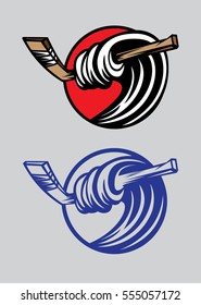 Logo for the hockey club. Wave with a stick.