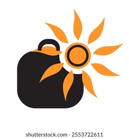 The logo of the holiday resort. The suitcase is the sun. 