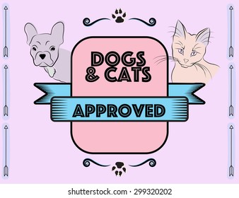 Logo with home animals in vintage style.