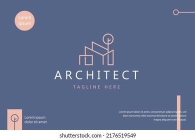 Logo Home Architecture Minimalist and Natural. Modern Design Abstract Concept. Branding Web and Presentation Background.