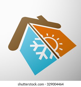 Logo home with climate control. Stock vector illustration.